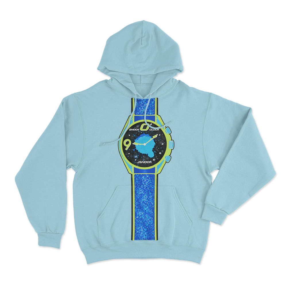 Shock O'Clock Unisex Hoodie Sky Blue Shock OClock Unisex Hoodie Sky Blue