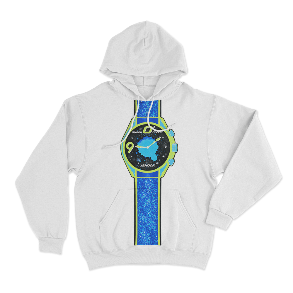 Shock O'Clock Unisex Hoodie White Shock OClock Unisex Hoodie White
